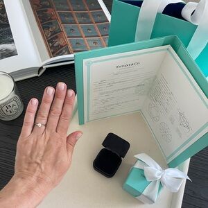 Tiffany Setting Engagement Ring in Platinum .42ct sz 5 in Tiffany Box